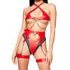 SI9333-Vermelho_1 Conjunto Harness com Top Calcinha e Cinta Liga em Couro Sexy Import