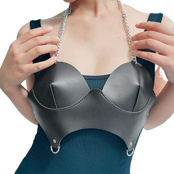 SI9337-Preto_2 Harness Top em Couro com Correntes Sexy Import