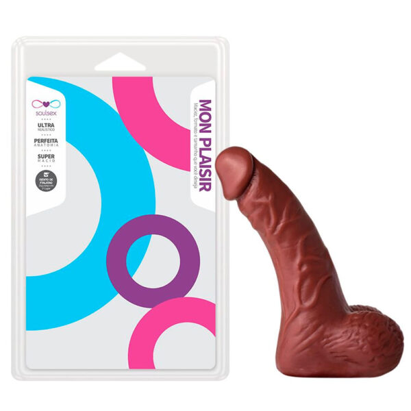 SS026-Chocolate_2 Mon Plaisir Prótese Realística com Escroto 16 X 4 cm Soulsex