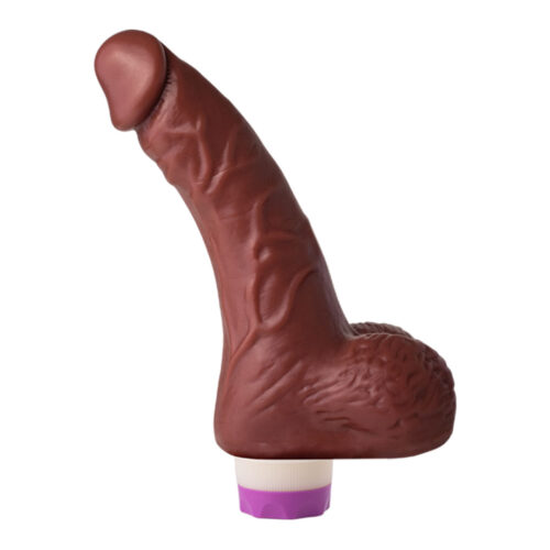 SS026V-Chocolate_1 Mon Plaisir Prótese Realística com Vibro e Escroto 16 x 4 cm Soulsex