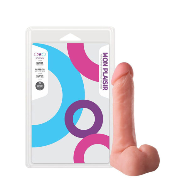 SS027-Bege_2 Mon Plaisir Prótese Maciça com Escroto 17,5 X 3,5 cm Soulsex