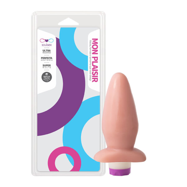 SSP006V-Bege_2 Mon Plaisir Plug Anal com Vibro Interno 14cm Soulsex