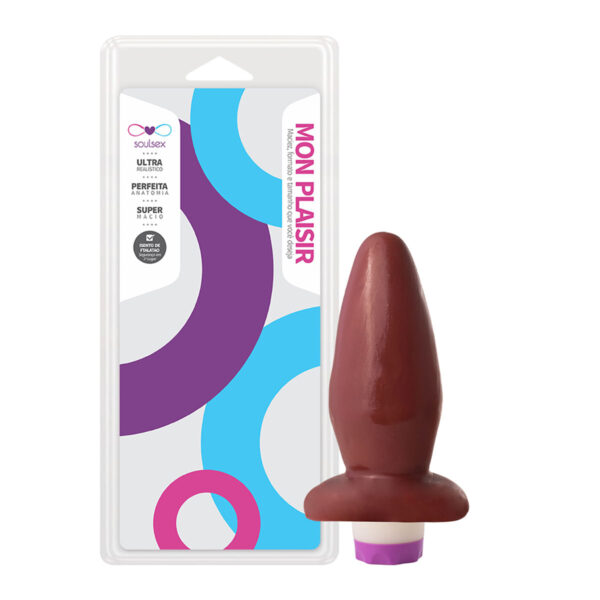 SSP006V-Chocolate_2 Mon Plaisir Plug Anal com Vibro Interno 14cm Soulsex