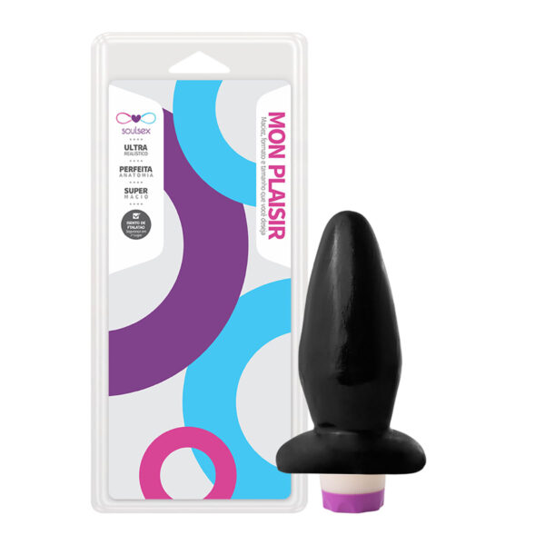 SSP006V-Preto_2 Mon Plaisir Plug Anal com Vibro Interno 14cm Soulsex