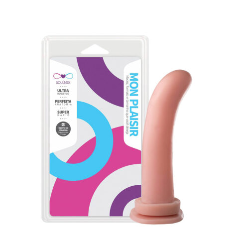 SSPV001-Bege_1 Mon Plaisir Estimulador Ponto G com Ventosa 16,5 X 3,5cm Soulsex