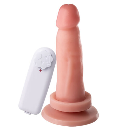 SSV005V-Bege_1 Mon Plaisir Prótese com Vibrador e Ventosa Maciça 13,5 x 3,5cm Soulsex