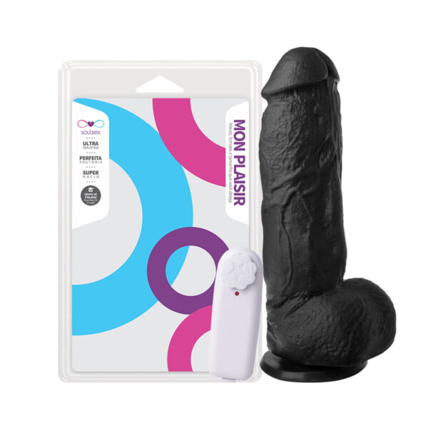 Mon Plaisir Prótese Realistica com Vibrador e Ventosa 22,5 X 5,5 cm Soulsex