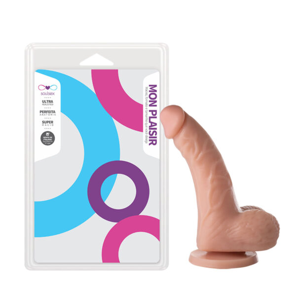 SSV026-Bege_3 Mon Plaisir Prótese Realística com Ventosa 16 X 4 cm Soulsex