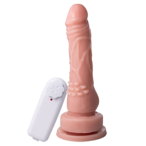 SSV043V-Bege_1 Mon Plaisir Prótese Realística com Ventosa e Vibrador Externo 16,5 X 3,5 cm Soulsex