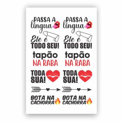 TAT17_1 Sexy Tatoo Cartela de Tatuagens Temporárias Passa a Língua 15 x 10 cm Sedux