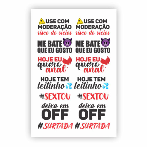 TAT18_1 Sexy Tatoo Cartela de Tatuagens Temporárias Use com Moderação 15 x 10 cm Sedux