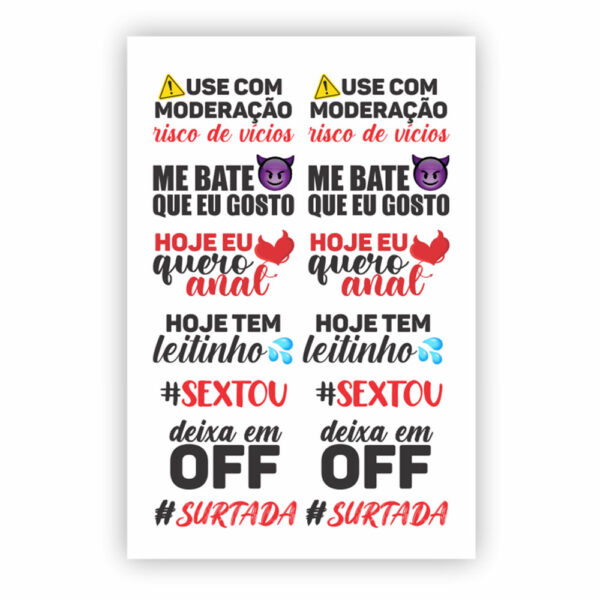 Sexy Tatoo Cartela de Tatuagens Temporárias Use com Moderação 15 x 10 cm Sedux
