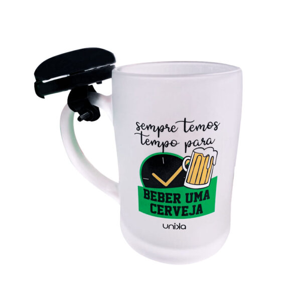 U3054_1 Caneca de Chopp com Campainha Sempre Temos Tempo para Beber uma Cerveja 400ml Unika