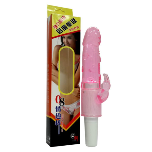 VB031-Rosa_1 Vibrador Rabbit PĂȘnis em Silicone com Estimulador Miss Collection
