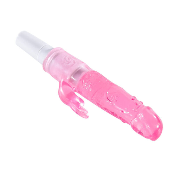 VB031A-Rosa_3 Vibrador de Ponto G com Estimulador Clitoriano em Formato de Coelhinho Vip Mix