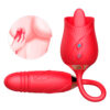 VB124-Vermelho_8 Vibrador Duplo com 10 Modos de Movimentos de Língua, Vibração e Vai e Vem com Aquecimento Vip Mix