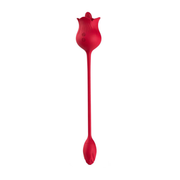 VB175-Vermelho_1 Vibrador Duplo Flexível em Formato de Rosa com 10 Modos de Vibração Vip Mix