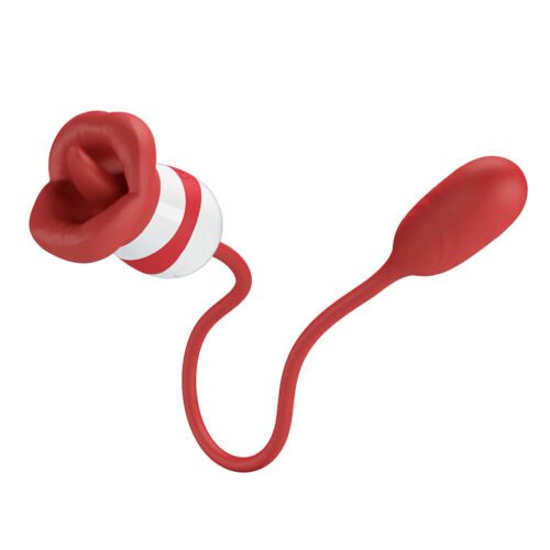 VB202-Vermelho_1 Vibrador Duplo Flexível com Língua e Bullet com 5 modos de movimento Aliyah Vip Mix