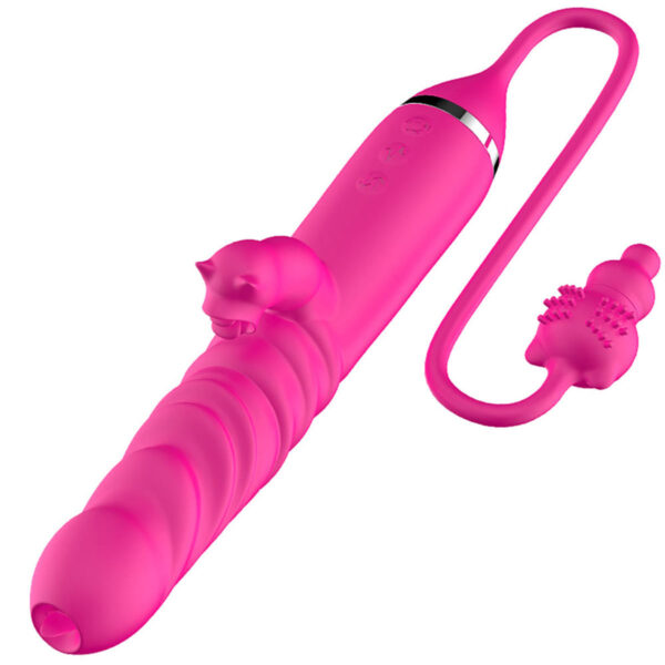 VB209-Pink_1 Vibrador Tripla Estimulação Vai e Vem Vip Mix