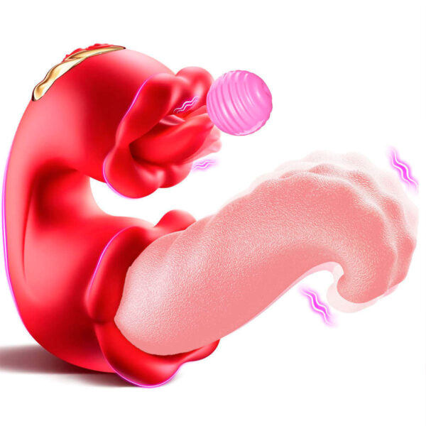 VB217-Vermelho_2 Vibrador Medusa´s Kiss com Línguas Realistas Vip Mix