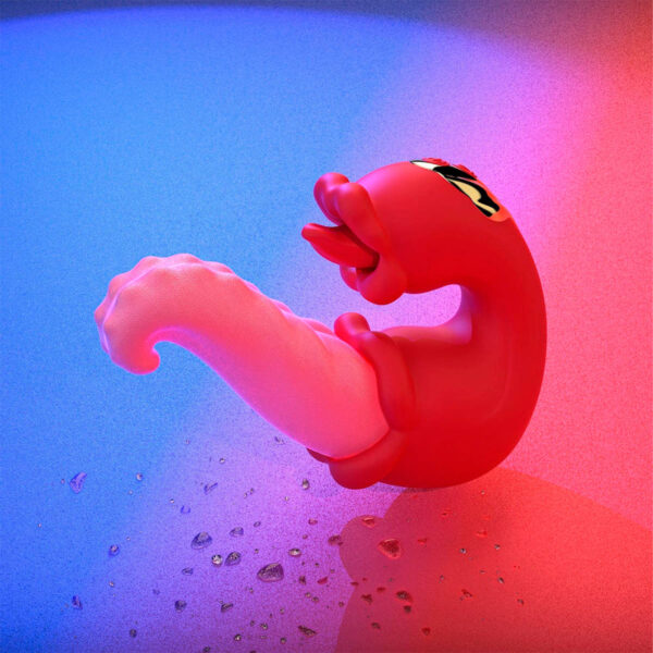 VB217-Vermelho_4 Vibrador Medusa´s Kiss com Línguas Realistas Vip Mix