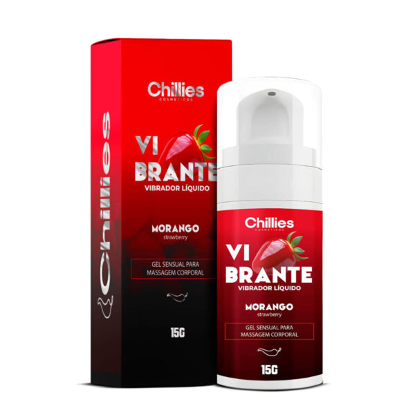 VLM-Morango_2 Vibrante Vibrador Líquido Sensual para Massagem Corporal 15g Chillies