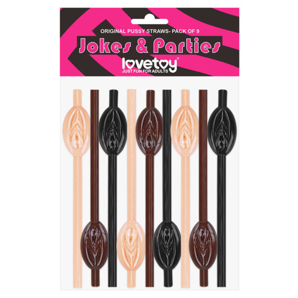 VMBR006_1 Lovetoy Kit com 9 Canudos Vagina Original Pussy Straws Bege, Marrom e Preto Vip Mix