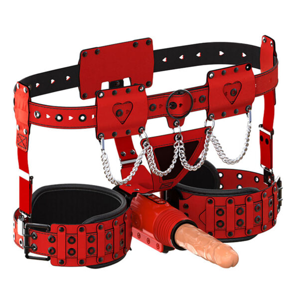 X-004_1 Cinta Peniana em Couro com Prótese Articulável Vai e Vem Recarregável 3R Import