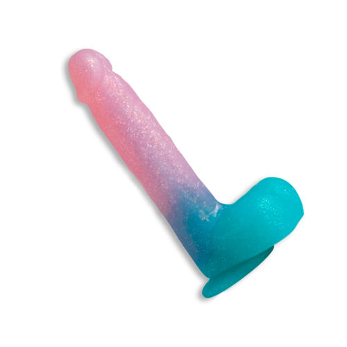 YG011_2 Prótese Realística com Glânde e Ventosa com Glitter Bicolor Libb