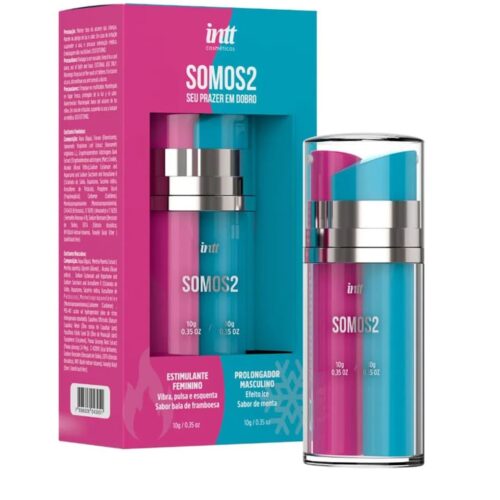 seven-recorte-produto-73722 Somos2 Gel Excitante Feminino Vibra Pulsa e Esquenta 10g e Gel Prolongador Masculino Esfria 10g Intt