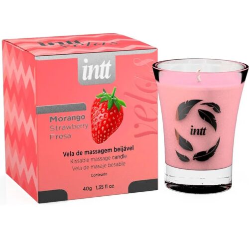 Vela para Massagem Beijável de Morango Intt